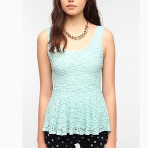 Anthropology Pins and Needles Mint Peplum Tank Top